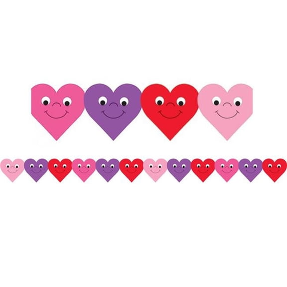 Happy Hearts Die Cut Classroom Border - 12 Per Pack - Pack of 6