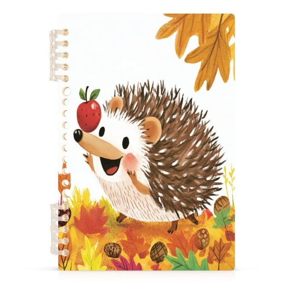 Happy Hedgehog A5 8.3x5.7in PP Notebook, Adjustable Rings, 60 Sheets, Diary or Journey Note