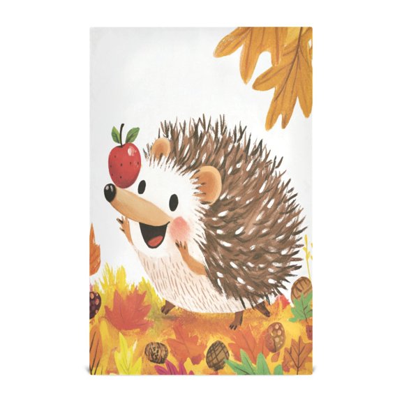 Happy Hedgehog Decorative Waffle Towel Kitchen Dishcloth 28x18in Multi-Use Tea Towel