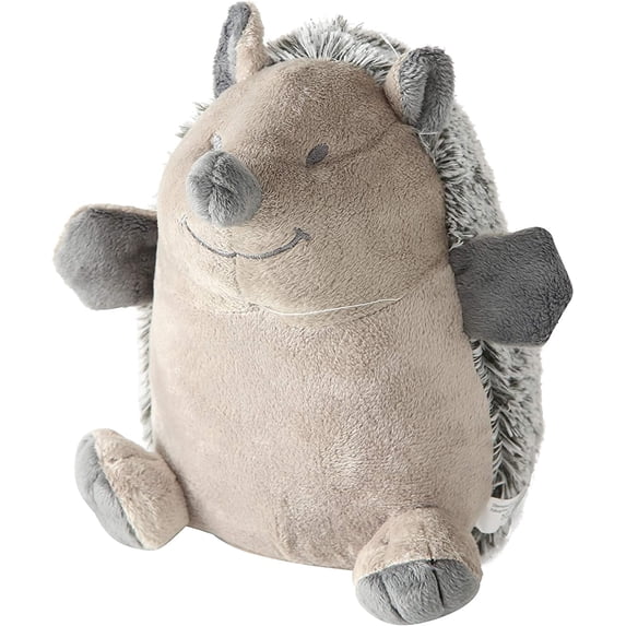 Happy the Hedgehog Door Stopper, Chubby, Gray, Beige, Furry, Embroidery Smile and Eyes, Paw Details, Plush Covered, Polyester, Sand Filling, 8 3/4 Diameter x 9 1/2 Inches Tall, Weighted 2 Pounds