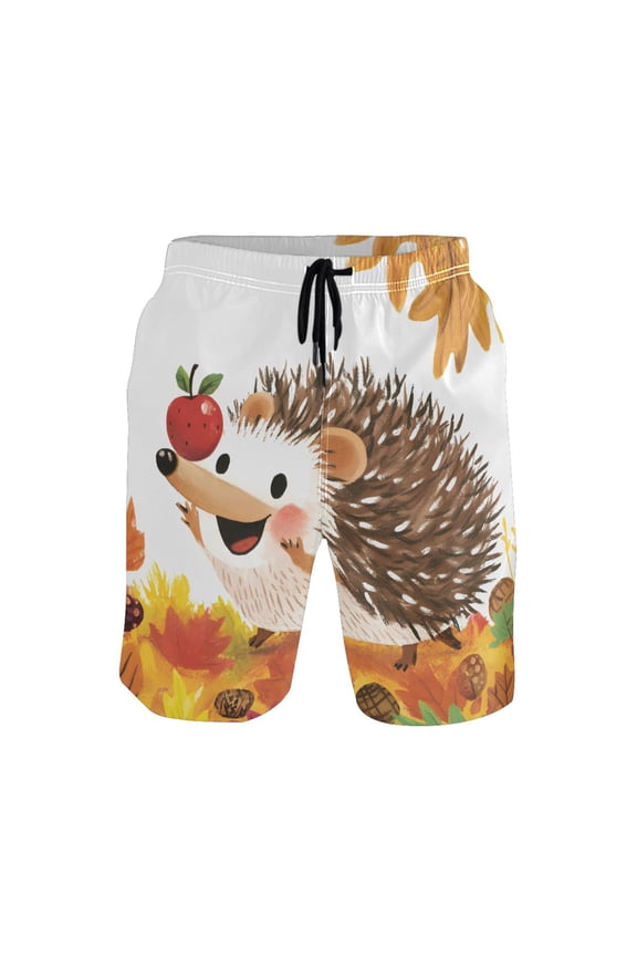 Happy Hedgehog Mens Swim Trunks Quick Dry Board Shorts Breathable Fit Beach Shorts Swimwear