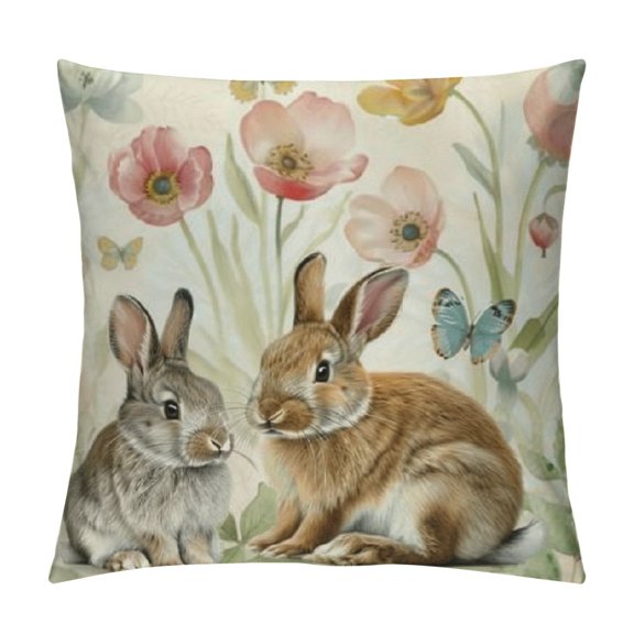 Happy Hello Spring Flowers Throw Pillow Covers Pink Cushion Case Decoration for Sofa