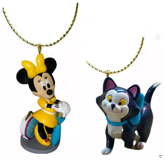 Happy Helper Figaro Cat & Yellow Railroad Minnie Ornament Charm Figure Figurine