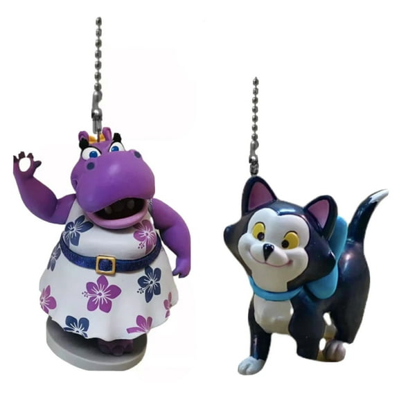 Happy Helper Hilda Hippo & Figaro Cat Fan Lamp Light Pull Figure Figurine Minnie