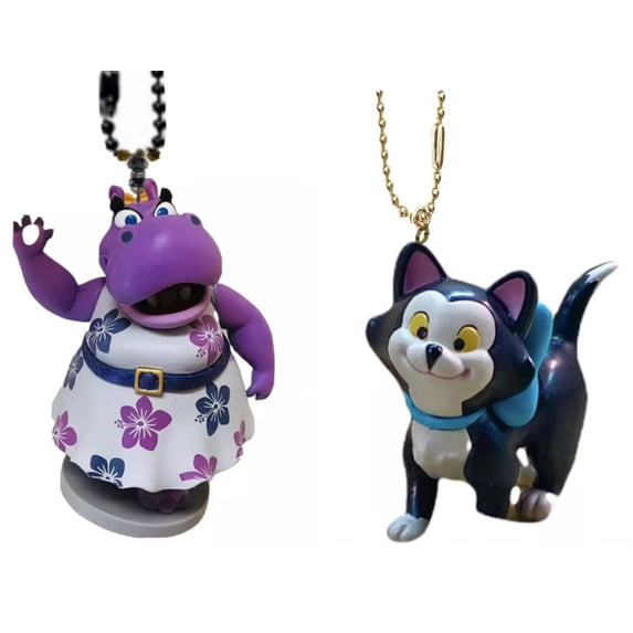 Happy Helper Hilda Hippo & Figaro Cat Keychain Dangler Figure Ornament Minnie 3”