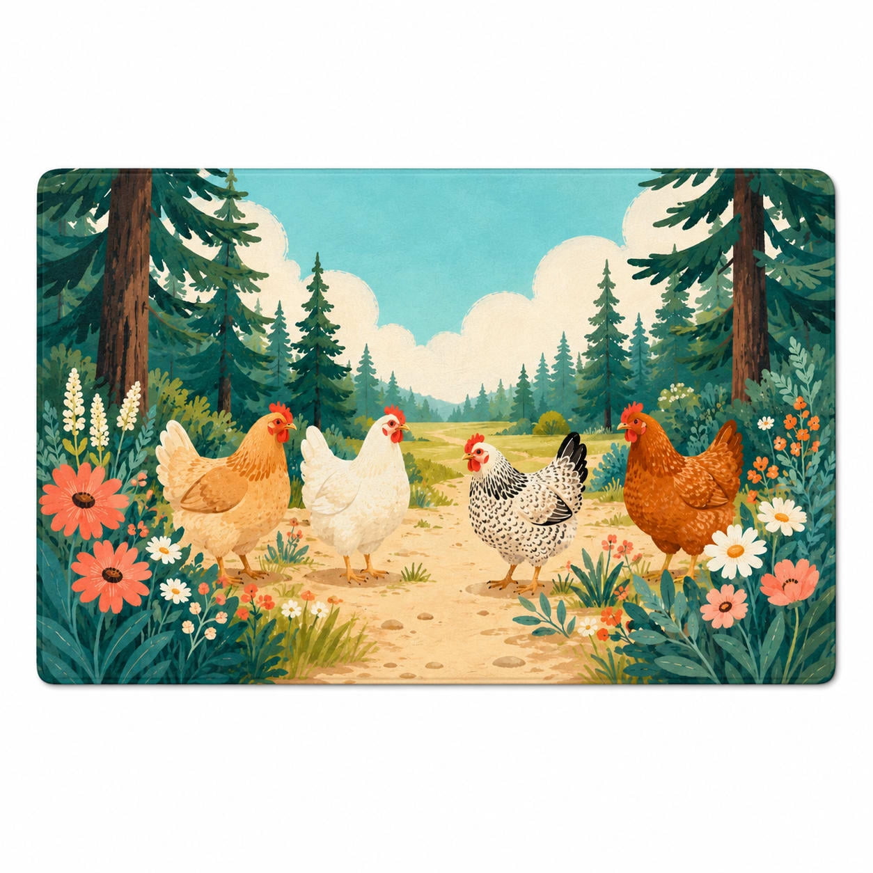 Happy Hens Pine Rectangle Rug for Home Office, Nature Style - Walmart.com