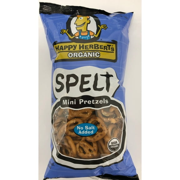 Happy Herbert's Organic Spelt Mini Pretzels Unsalted 8 oz Case of 12