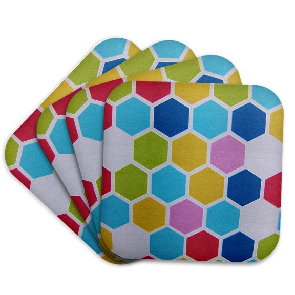 3drose, Happy Hexagon, Set of 4 Coasters - Soft
