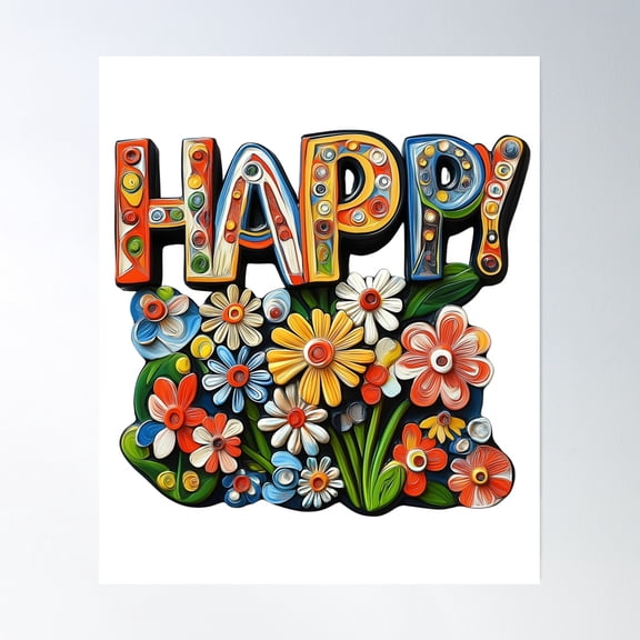 Happy Hippie Poster Wall Art, Modern Wall Decor, 8x12 UNFRAMED