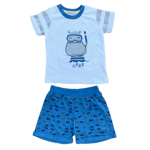 Happy Hippo 2-Piece Tee & Shorts Set
