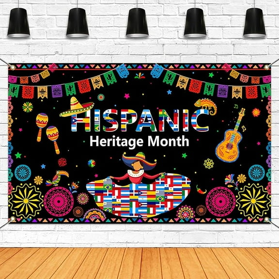 Happy Hispanic Heritage Month Festival Backdrop Latin American Banner Spanish Classroom Decorations National Hispanic Heritage Month Decorations for Classroom Backdrop Photo Booth