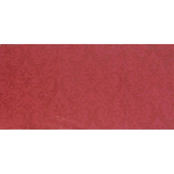 Happy Holiday Two Tone Floral Swirl Damask Vinyl Flannel Back Tablecloth (Red, 52" x 90" Oblong)