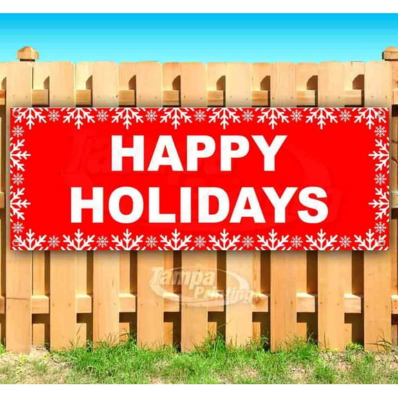 Happy Holidays 13 oz Vinyl Banner With Metal Grommets