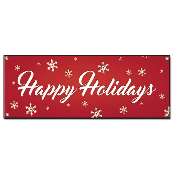 Happy Holidays | 36" X 96" Banner | Heavy Duty 13oz. Outdoor Vinyl Single Sided With Grommets | Made in The USA
