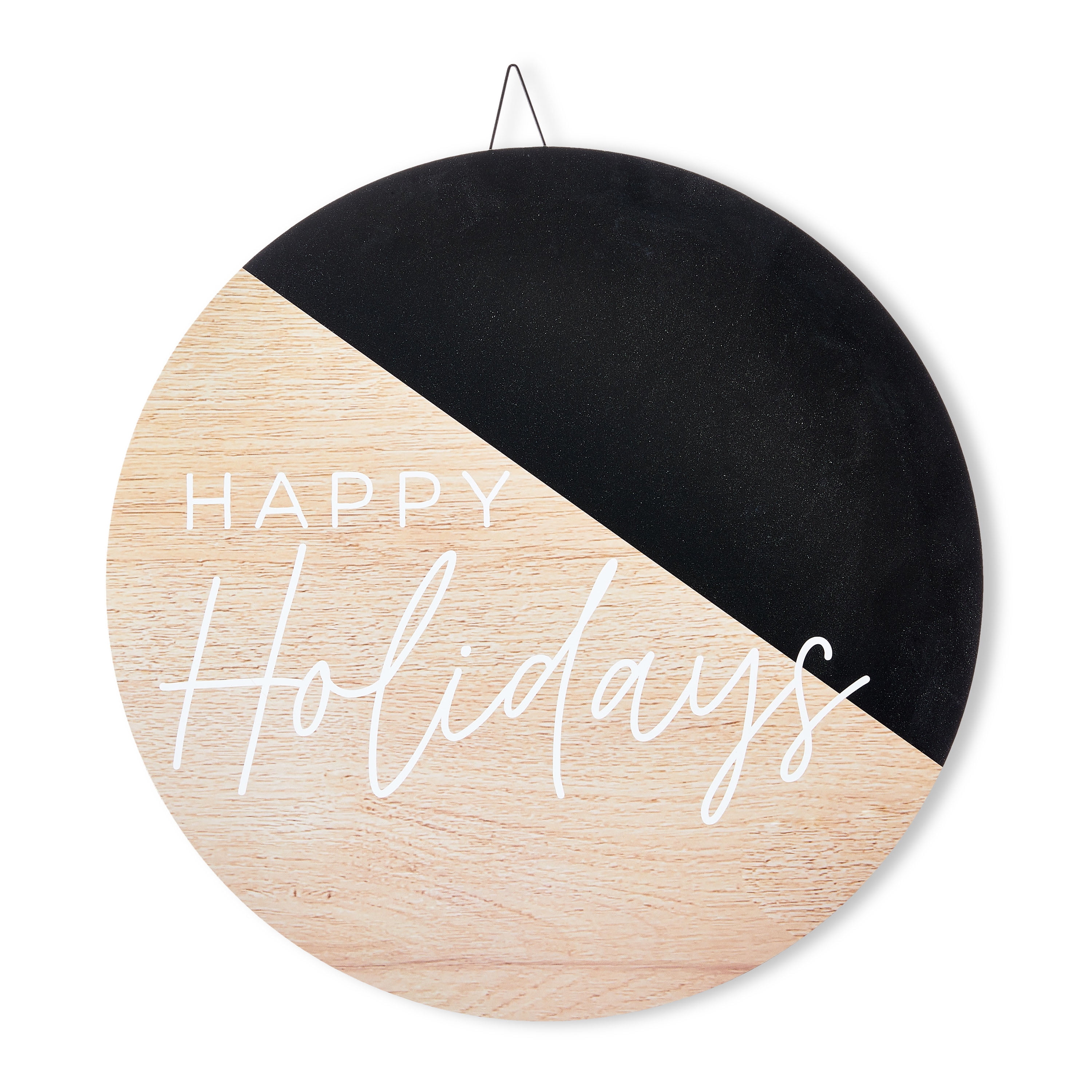 Happy Holidays Black Round Sign, by Holiday Time - Walmart.com