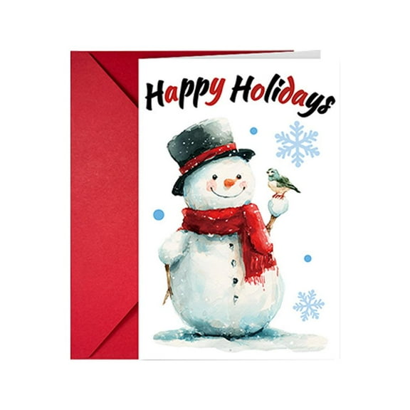 Happy Holidays Cards with Envelopes, Elegant Snowman Designs Christmas Cards, Xmas Holiday Greeting Card for Family Her Him Women Men Coworkers Friends