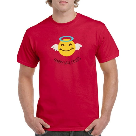 Happy Holidays Christmas Angel  Men Red T-Shirt, Male x-Large
