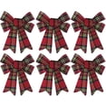 thumbnail image 1 of Happy Holidays Christmas Decoration Bow Bundle Great for Tree, Decor, Crafts, Wrapping, Wreath - Set of (6) (Red Tartan Plaid), 1 of 2