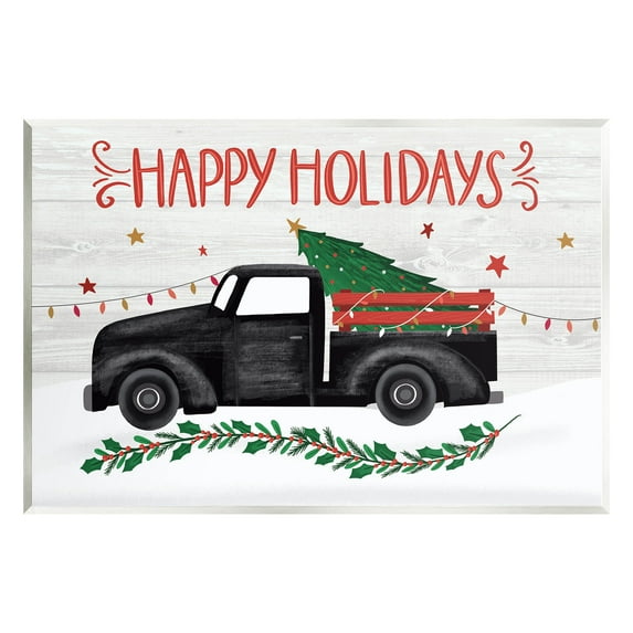 Happy Holidays Christmas Tree Truck Holiday Graphic Art Unframed Art Print Wall Art