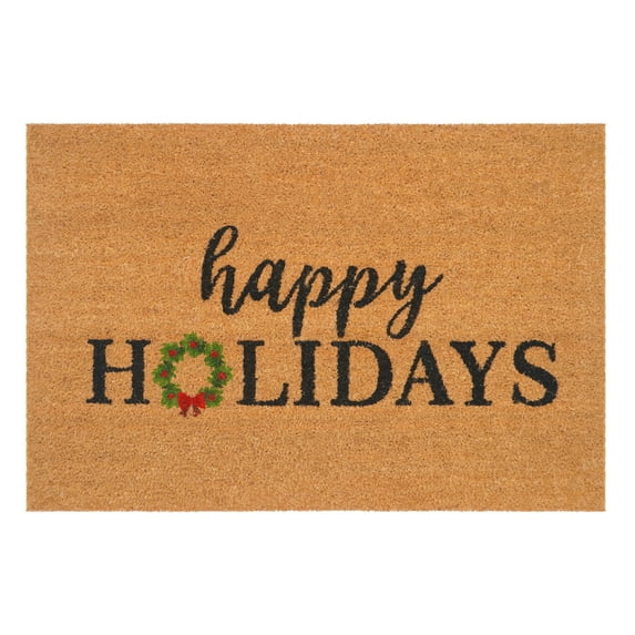 Happy Holidays Christmas Wreath Doormat,24"x48"