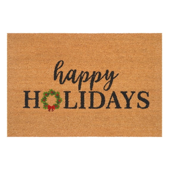 Happy Holidays Christmas Wreath Doormat,30"x48"