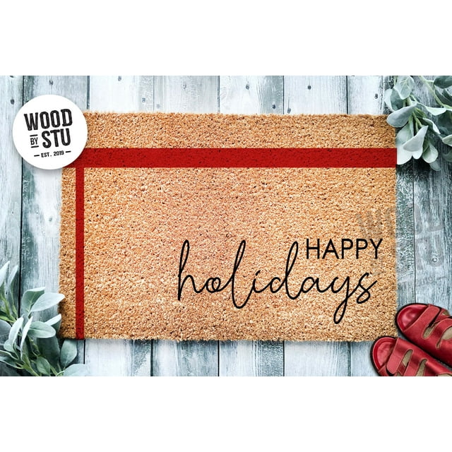 Happy Holidays Door Mat Christmas Doormat Merry Christmas Winter