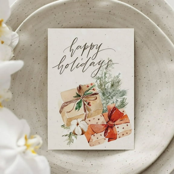 Happy Holidays Greeting Card Beautiful Hand-Drawn Gift Design Perfect for Holiday Wishes Blank Inside with Envelope Included