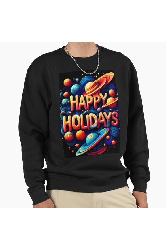 Happy Holidays Greeting Card Blank Message Graphic Unisex Sweatshirt Retro Art - Daily Wear Essential G26866, Up to Size 5XL
