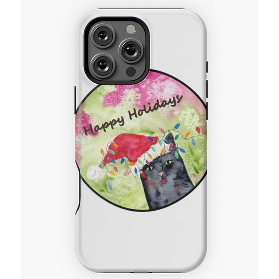 Happy Holidays Kitty Christmas Cat Gift Phone Case for iPhone 16 15 14 13 12 11 Pro Max
