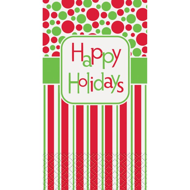 Happy Holidays Paper Guest Towels, 16Count