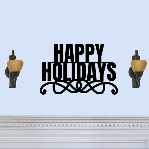 Happy Holidays Stylish Christmas Themed Laser Cut Solid Steel Decorative Home Accent Wall Sign Hanging