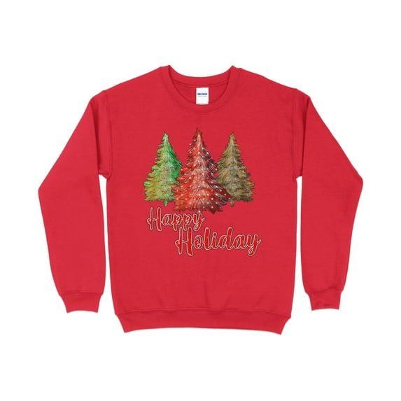 Happy Holidays Tree Shirt, Cute Christmas Sweatshirt, Womens Christmas Shirt, Red Raglan shirt for women, Christmas shirt for women