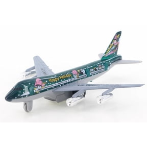 Happy Holidays Turbo Jet, Green & Gray - Showcasts 981DF Diecast Toy Pull-back plane (Brand New but NO BOX)