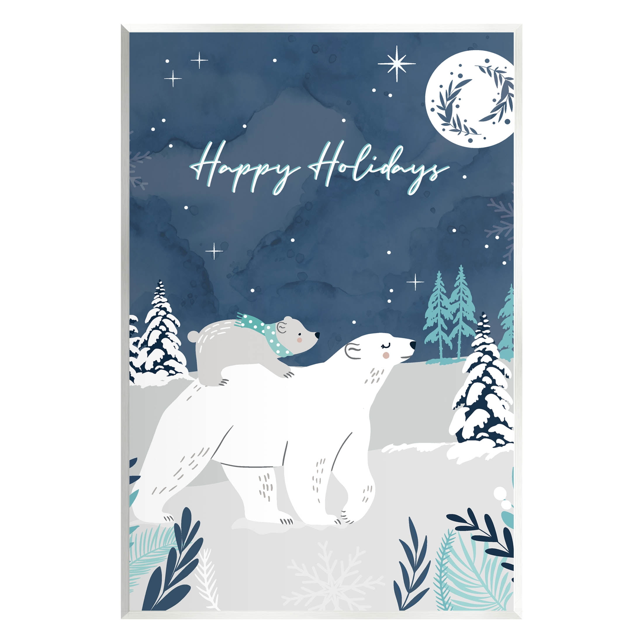 Happy Holidays Winter Snow Bears Holiday Graphic Art Unframed Art Print Wall Art