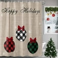 thumbnail image 1 of Happy Holidays Words on Linen Shower Curtain for Bathroom, Red Green Christmas Balls Waterproof Shower Curtains Washable Quick Dry with Hooks Bathtub Curtains 36x72IN, 1 of 9