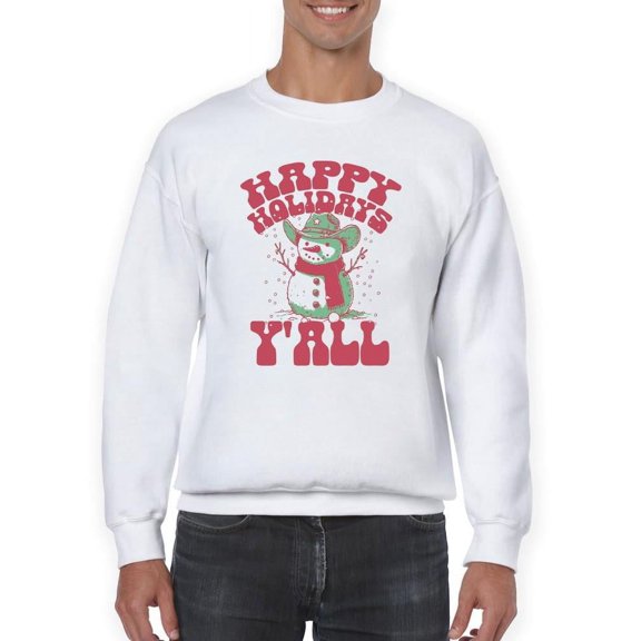 Happy Holidays Y'all Cowboy Snowman Men's Sweatshirt