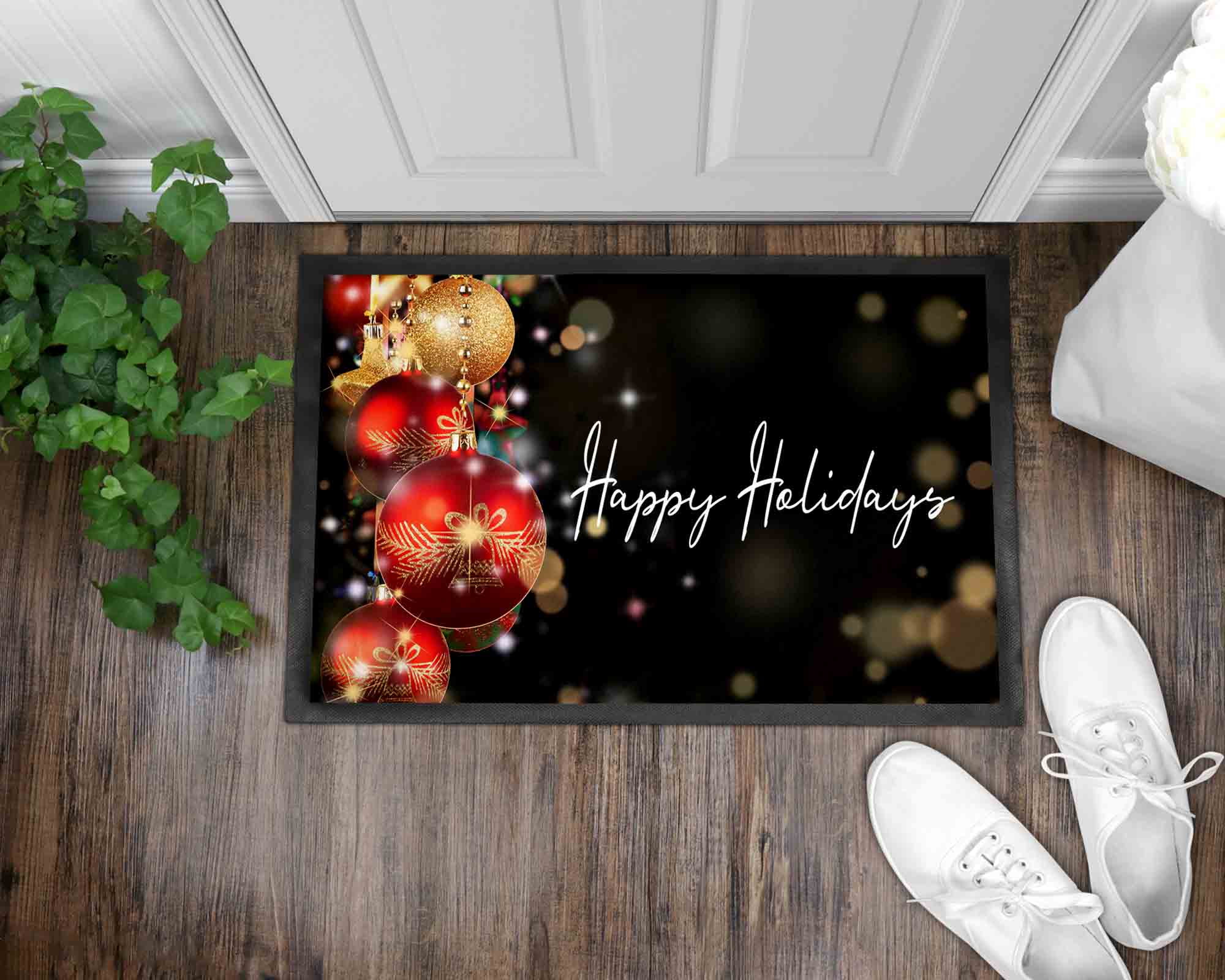 Happy Holidays (black) Christmas Front Door Mat I Mat I