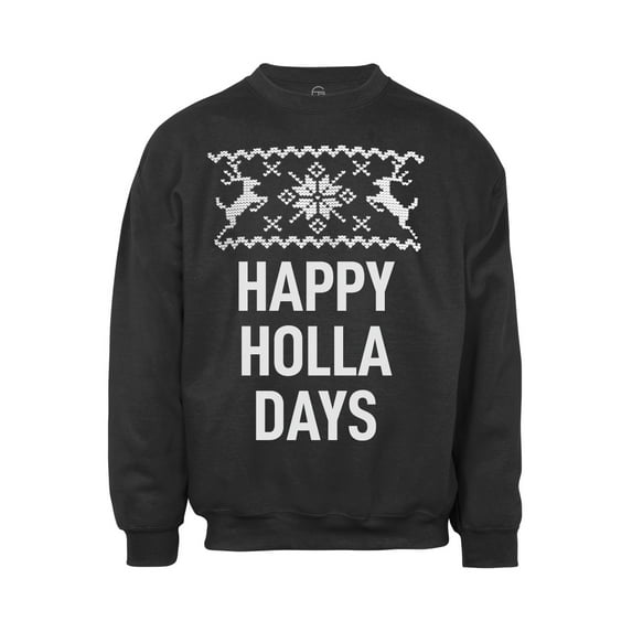 Happy Holla Days Christmas Ugly Sweater - Black - 2X-Large