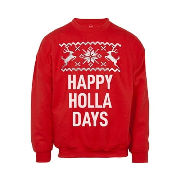 Happy Holla Days Christmas Ugly Sweater - Red - 4X-Large