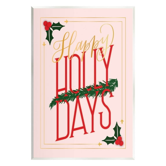 Happy Holly Days Botanical Holiday Holiday Graphic Art Unframed Art Print Wall Art