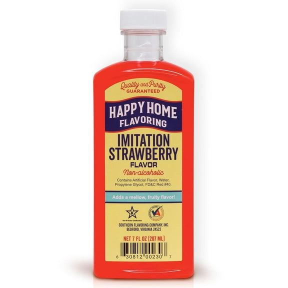 Happy Home Imitation Strawberry Flavoring, Non-Alcoholic, Certified Kosher, 7 oz.