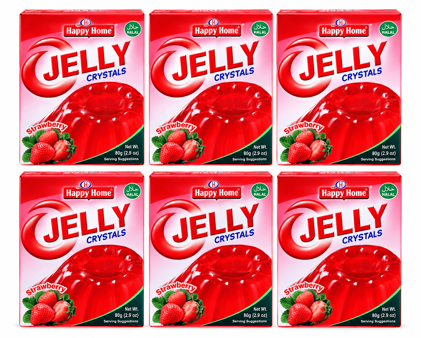 Happy Home Strawberry Halal Jelly Crystals, 80 g Boxes, 6-Pack ...