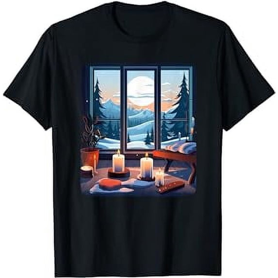 Happy Home time with Candlelight with Winter Scenery T-Shirt