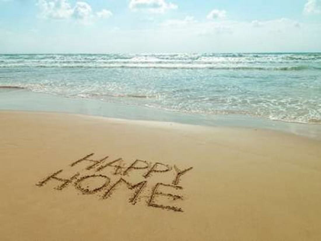 Happy Home written in sand on the beach Canvas Art - Assaf Frank (18 x 24)