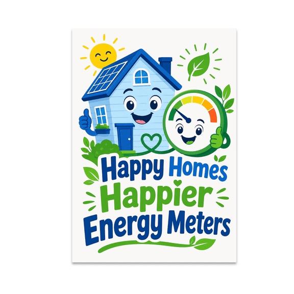 Happy Homes Happier Energy Meters - Home Energy Efficiency - 13x19 Poster Print