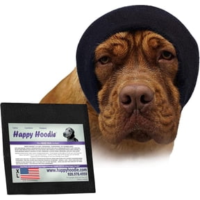 Happy Hoodie The Original Dog & Cat Calming Band for Anxiety Relief, Noise Protection, Grooming, Thunder, Fireworks, XL Black, Since 2008