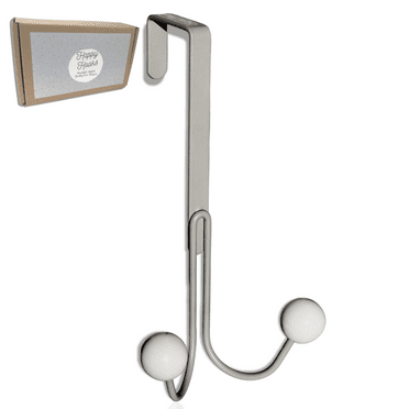 Happy Hooks Over the Door Hooks, 1-Pack, Gray, 6.4" Height and 3.5" Width, High-Manganese Steel