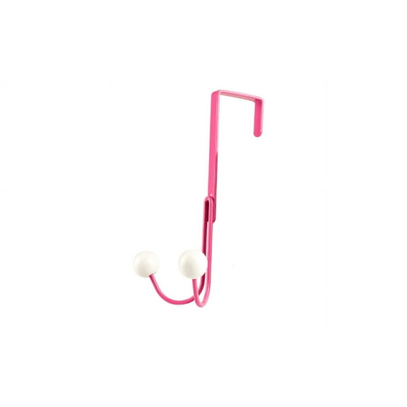 Happy Hooks Over the Door Hooks, 1-Pack, Pink, 6.4" Height and 3.5" Width, High-Manganese Steel