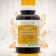 Secrets of the Tribe Happy Hormones Capsules Dietary Supplement, Natural Herb Blend, Made from Ashwagandha, Astragalus, Licorice, Stinging Nettle, Rhodiola, Eleuthero Siberian Ginseng 120 Count