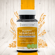 Secrets of the Tribe Happy Hormones Capsules Dietary Supplement, Natural Herb Blend, Made from Ashwagandha, Astragalus, Licorice, Stinging Nettle, Rhodiola, Eleuthero Siberian Ginseng 60 Count